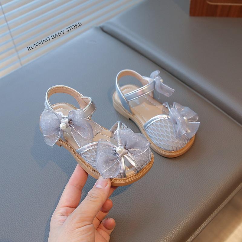 

Mesh Peep-toe Princess Shoes Girls Sandals with Tulle Butterfly-knot Summer Evening Wedding Party Bridesmaid Sandals I05292 23 серебряный