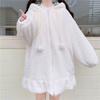 Women's Winter Fashion Casual Hooded Long-sleeve Ruffled Lamb Wool Coat