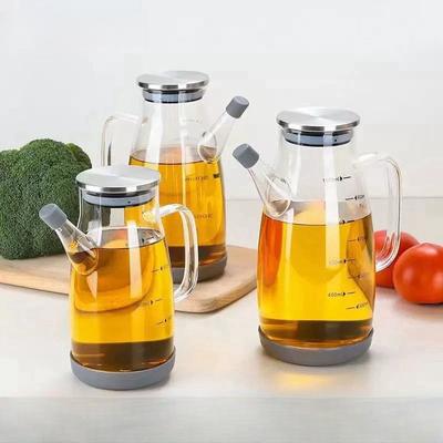 High Borosilicate Glass Oil Bottle Heat Resistant Non Drip Kitchen Oil Dispenser for Soy Sauce Vinegar Food Grade Container