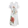 Women's Printed V-Neck Strapless Short Sleeve Spliced Lace Dress