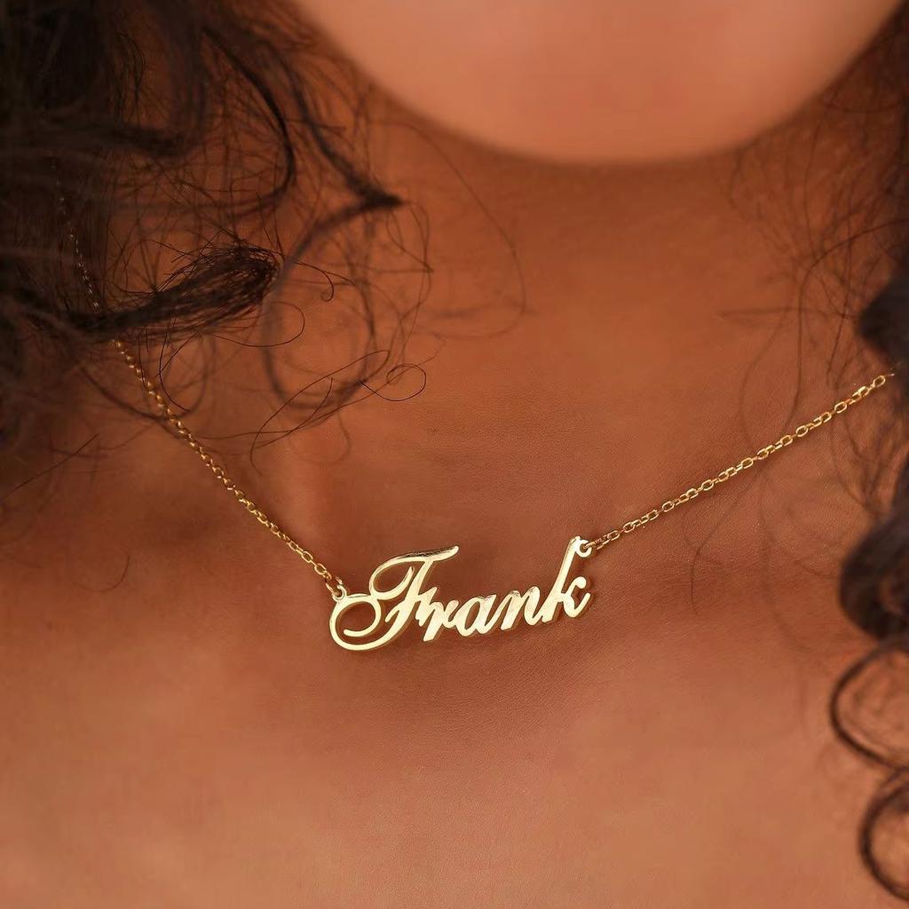Stainless Steel Necklace for Women Custom Name Pendant Choker Personalized Jewelry Valentine's Day Gifts Link Chain Nameplate