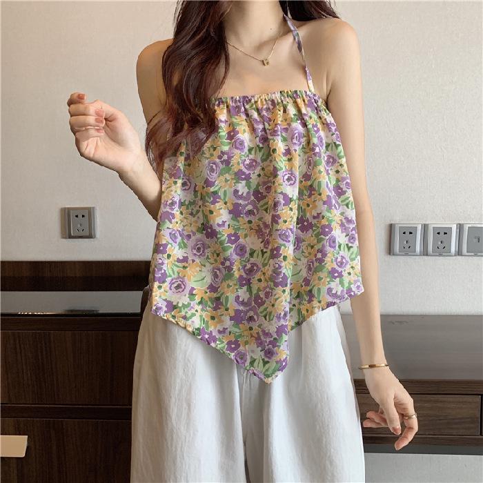 Women's Loose Floral Halter Neck Camisole - Summer 2025 Trend