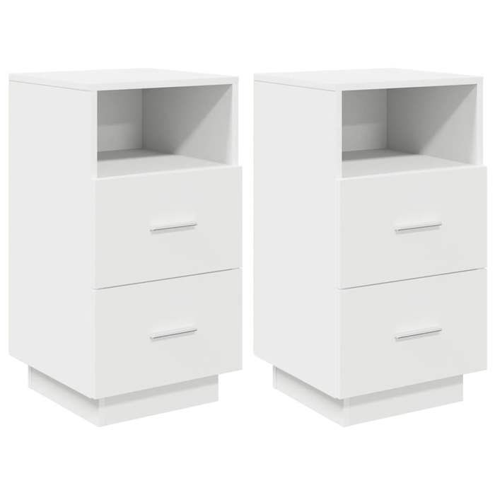 VidaXL Tables de chevet 2 pcs avec 2 tiroirs blanc 36x36x68 cm, table d'appoint, armoire de lit, table d'appoint 858579