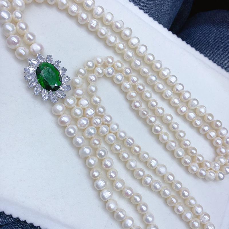 Elegant Women s Multi-layer Freshwater Pearl Choker Necklace, 8-9mm Pearls, Noble Temperament Fashion.