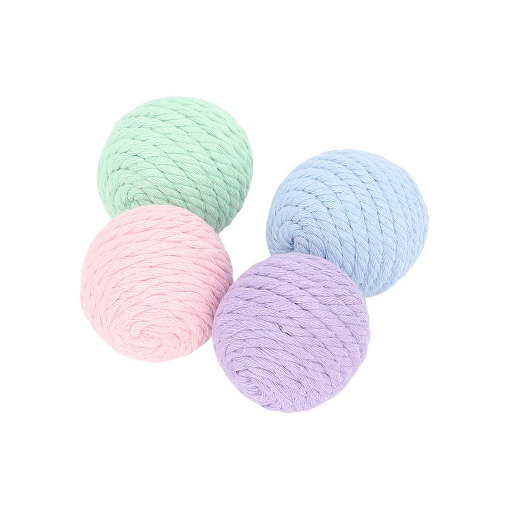 4Pcs Cat Cotton Rope Balls with Rustling Stone Boredom Relief Interactive Woven Cat Ball Toys for