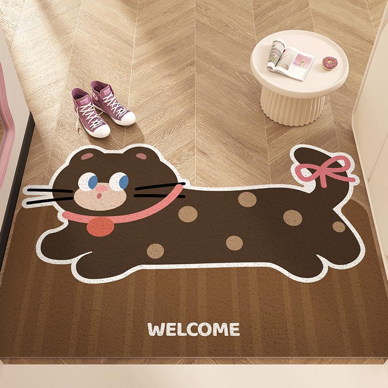 Seidenschlaufe Anti-Rutsch Hundetür-Matte: Süßer, schmutzabweisender, zuschneidbarer Fußteppich für Eingangsbereiche