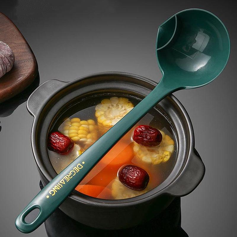Langstieliger Küchenfilterlöffel, Sieb, Öl-Suppenabscheider, Esslöffel, kreatives Geschirr, Topf, Schaumlöffel, mit Löchern