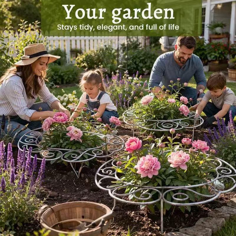Blumenförmiger Eisen-Pflanzstützrahmen für Beete