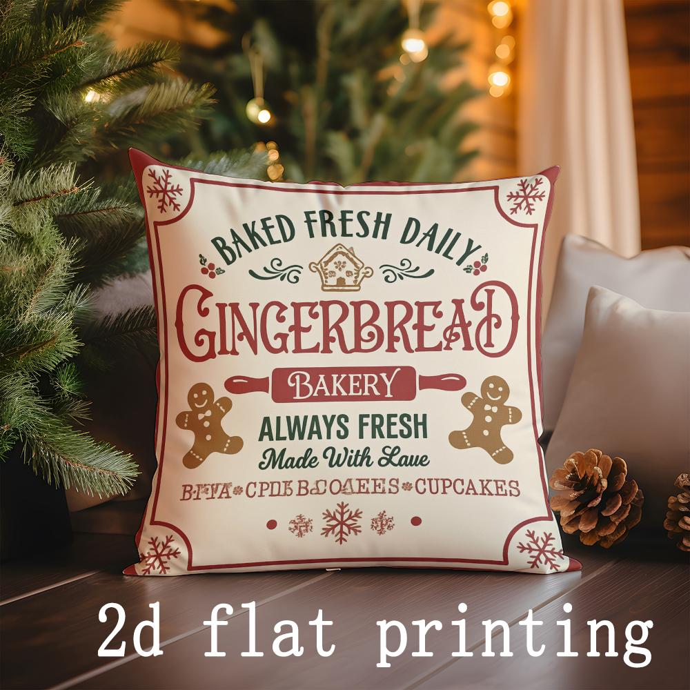 

Home Decor Christmas Themed Joyful Pillow Covers Pattern Cushion Cover Suitable for Sofa Bedroom Car Pillow Cover 16x16Inch