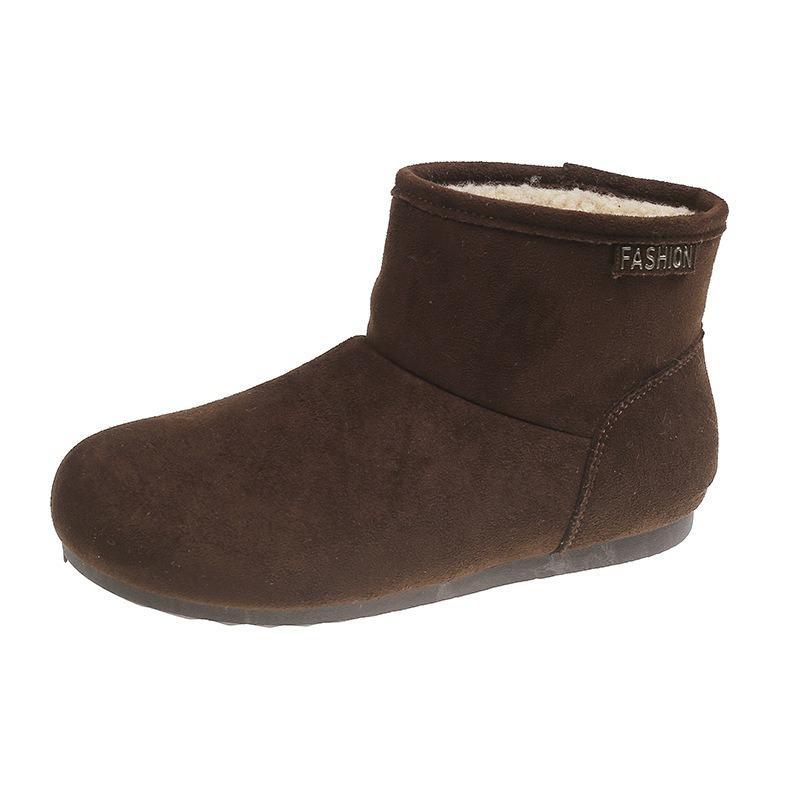 Zimní nové nubukové kožené ploché retro Martensky dámské fleecové teplé ošklivé roztomilé s velkou špičkou sněhové bavlněné boty