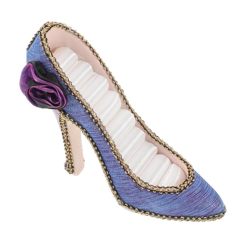 Sparkling Shoe Shape Jewelry Holder Stand with Multiple Storage Compartments Suitable for Earrings Rings and Necklaces