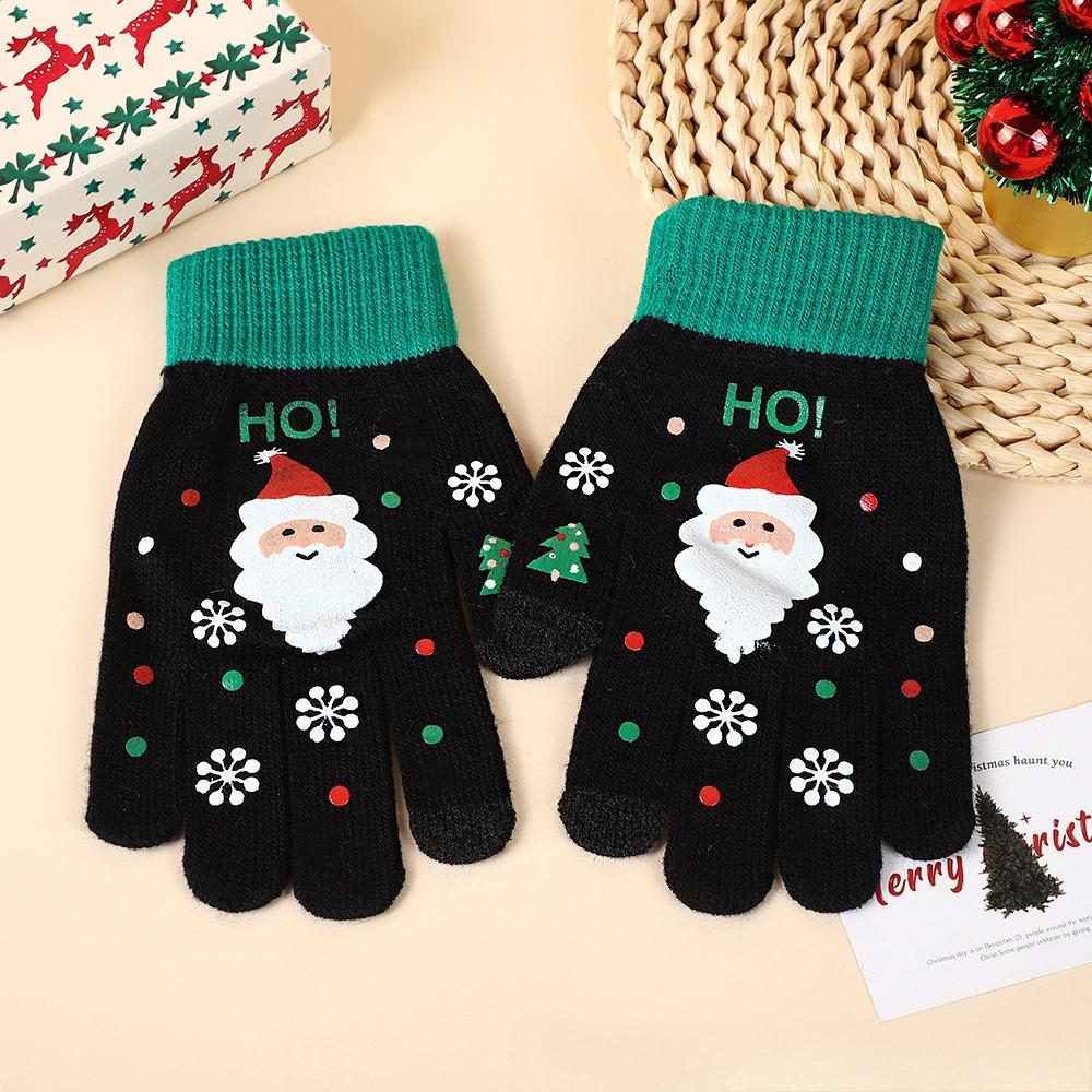 1-10 Paar Thermische Strick Fünf-Finger Weihnachts-Handschuhe Warme Touchscreen Winterhandschuhe für Erwachsene und Kinder Feiertags-Reitzubehör