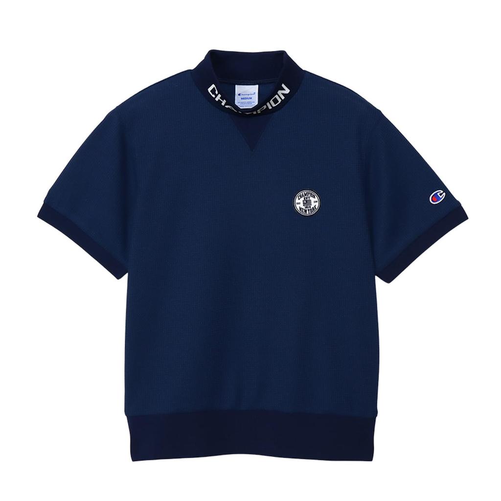 Short Odor Quick UV Heat Graphic Logo Short Sleeve Mock Neck Navy [Champion] T-shirt, Sleeve, Antibacterial, Resistant, Drying, Protection, Shielding,