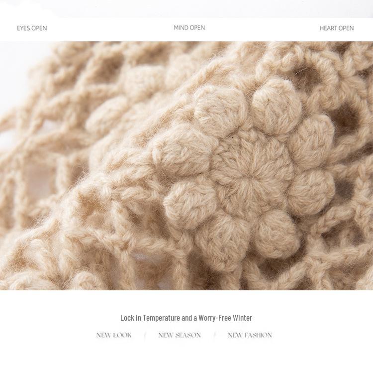 100% Pure Cashmere Japanese Retro Crochet Hat - Women's Autumn/Winter Collection