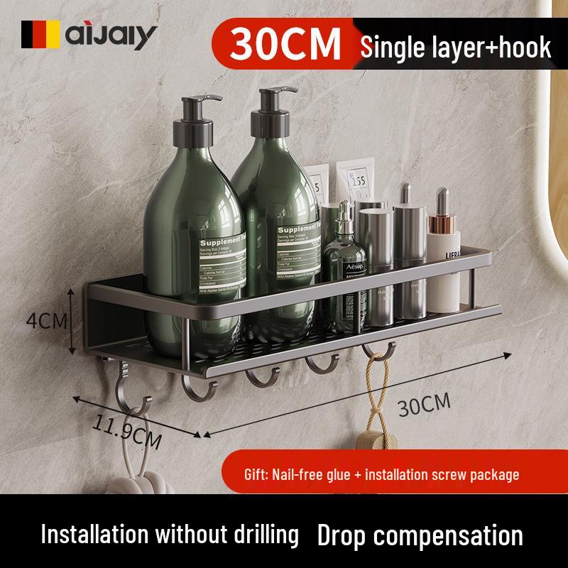 

Настінна полиця для ванної та кухні без свердління 30cm Rack with Hooks