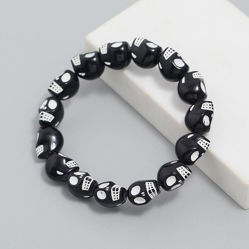 Dark Hip Hop Skull Beaded Bracelet Punk Gothic Retro Couple Bracelet Trend Personality Jewelry