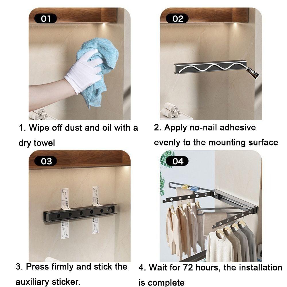 Pull Type Invisible Drying Racks No Hole Balcony Folding Drying Rack Clothing Drying Rack Indoor