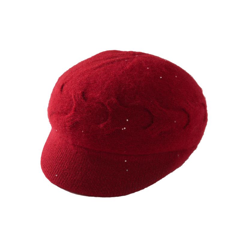 Pure cashmere cap octagonal hat British retro bud painter hat knitted hat cold hat