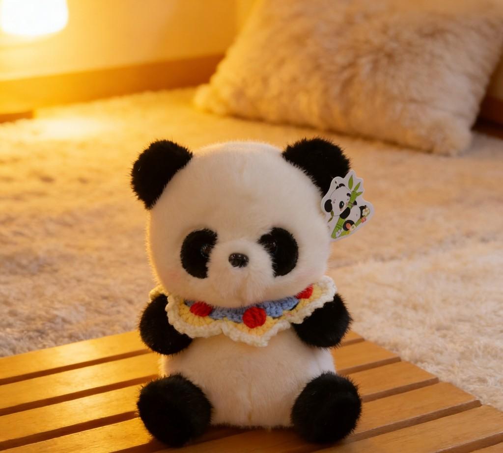 Panda-Plüschtier mit Schal und Pullover, Dekoration für Kinder und Sammler