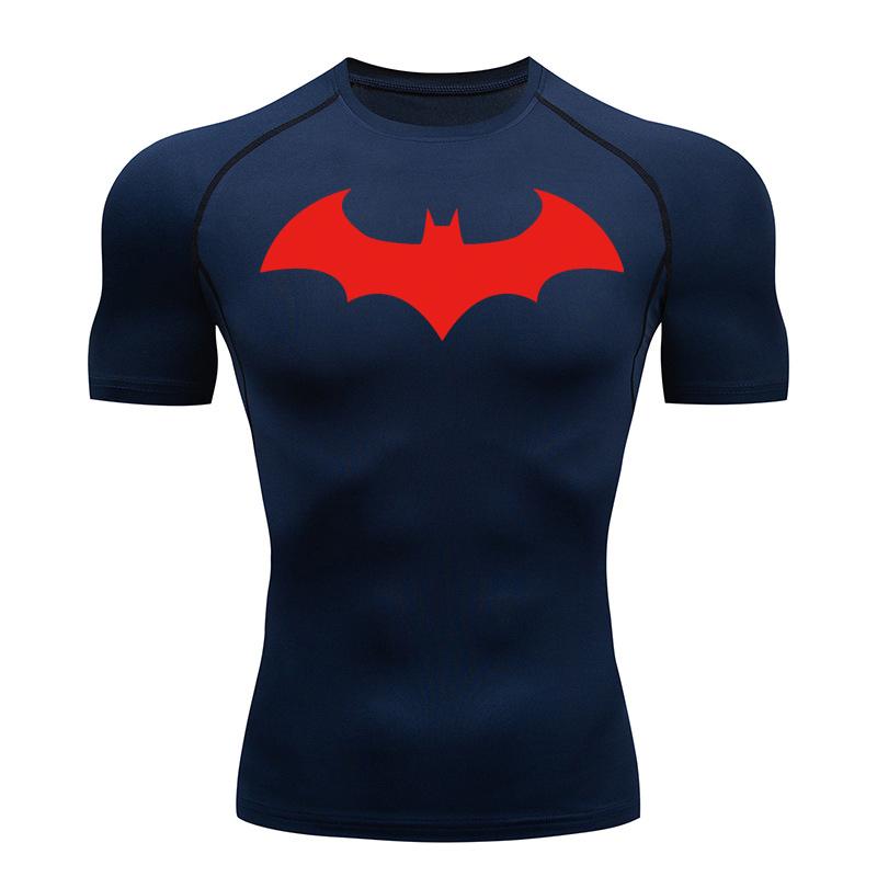 Camisetas de Compressão com Estampa de Morcego para Homens Manga Curta Rash Guard Academia Treino Corrida Camiseta de Verão Atlético Secagem Rápida Camisetas