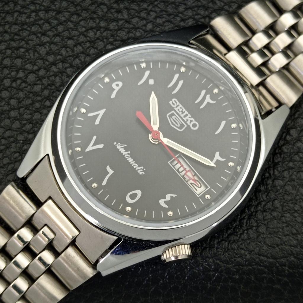 REFURBISHED JAPAN SEIKO 5 AUTOMATIC 6309A MENS ARABIC BLACK DIAL WATCH A427363-2 QRL-a427363