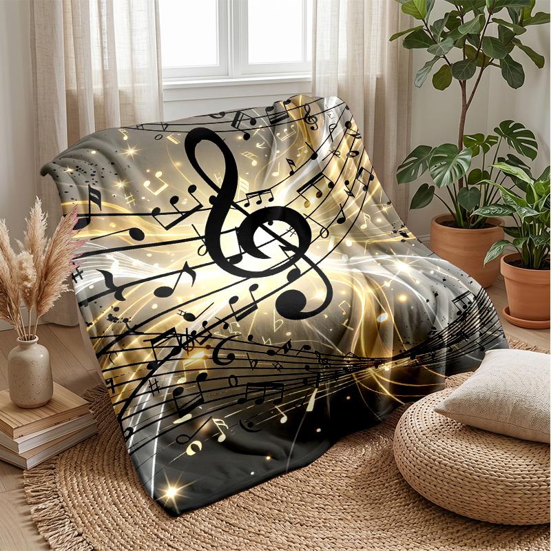 Music Notes Harmony 1 Theme blanket Lightweight Warm Flannel Blanket Decorative Throw Blanket for Home Decoration