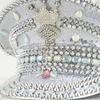 Captain Cap With Sparkling Crystals Sequins Rivet Studdeds For Daily Wear Outdoor Event And Special Occasion Photoshoots