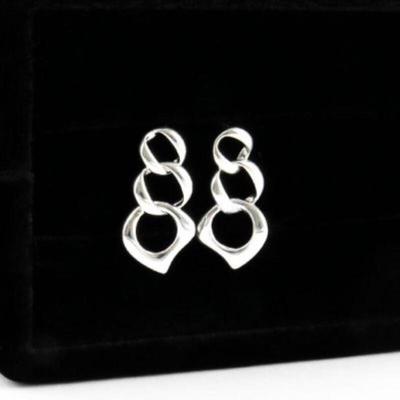 Damen Emaille Basic Hängeohrringe Silber