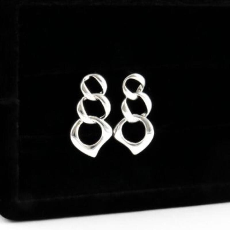Damen Emaille Basic Hängeohrringe Silber