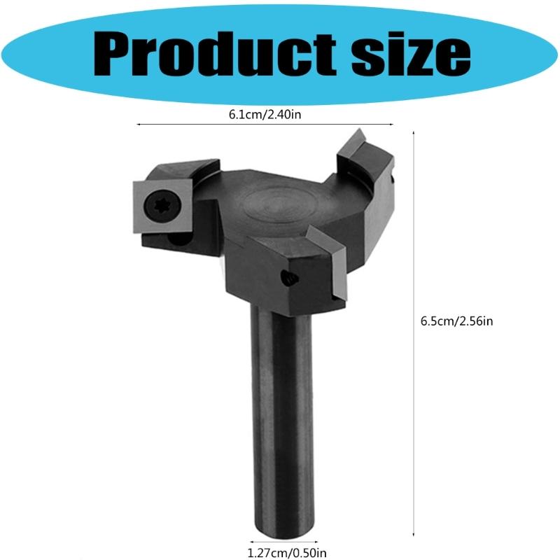 Přesný frézovací bit pro srovnávání pracovních desek s 1/2palcovým dříkem, šířka řezu 61 mm, vyměnitelná čepel pro kvalitní dřevoobrábění