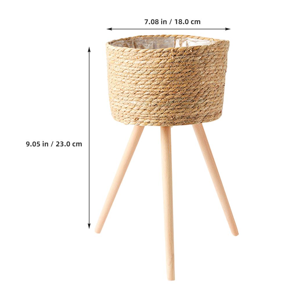 New Wood Woven Plant Pot On Standing Legs Household Planter Pot Basket Wood Flower Basket For Indoor Plants Wood Flower Pots