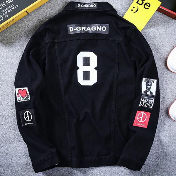 

Высококачественная джинсовая куртка, мужская модная брендовая свободная верхняя куртка с принтом в стиле хип-хоп, бейсбольная форма, пальто, мужское пальто 3XL чёрный