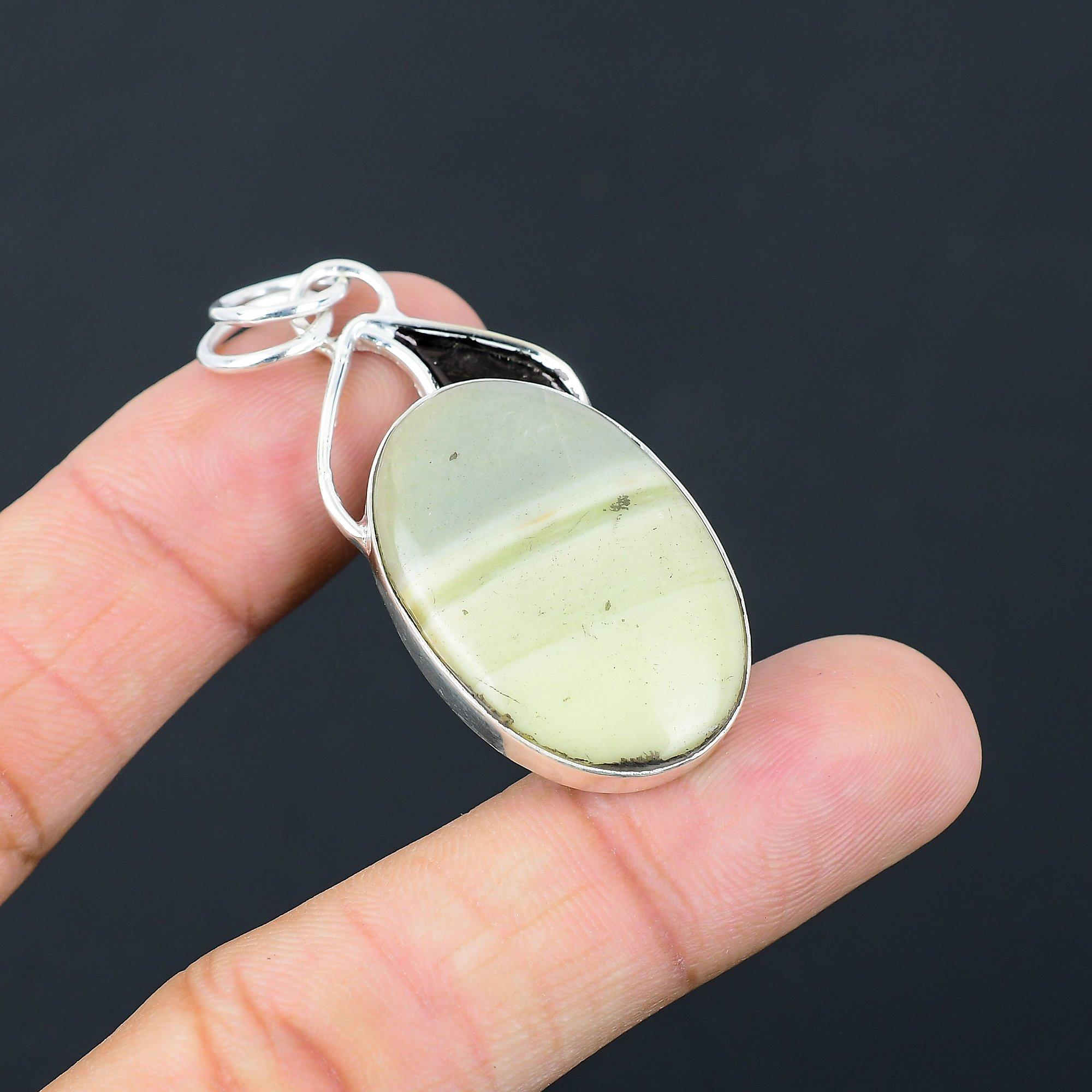 Oval Natural Imperial Jasper Sister Elegant Pendant Jewelry 925 Sterling Silver
