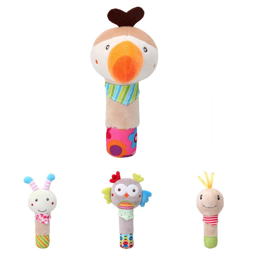 Bbsky Cute Animal Dog Rabbit Rattle Stick Baby Plush Hand Shake Bell Toy Newborn 0-1 Year