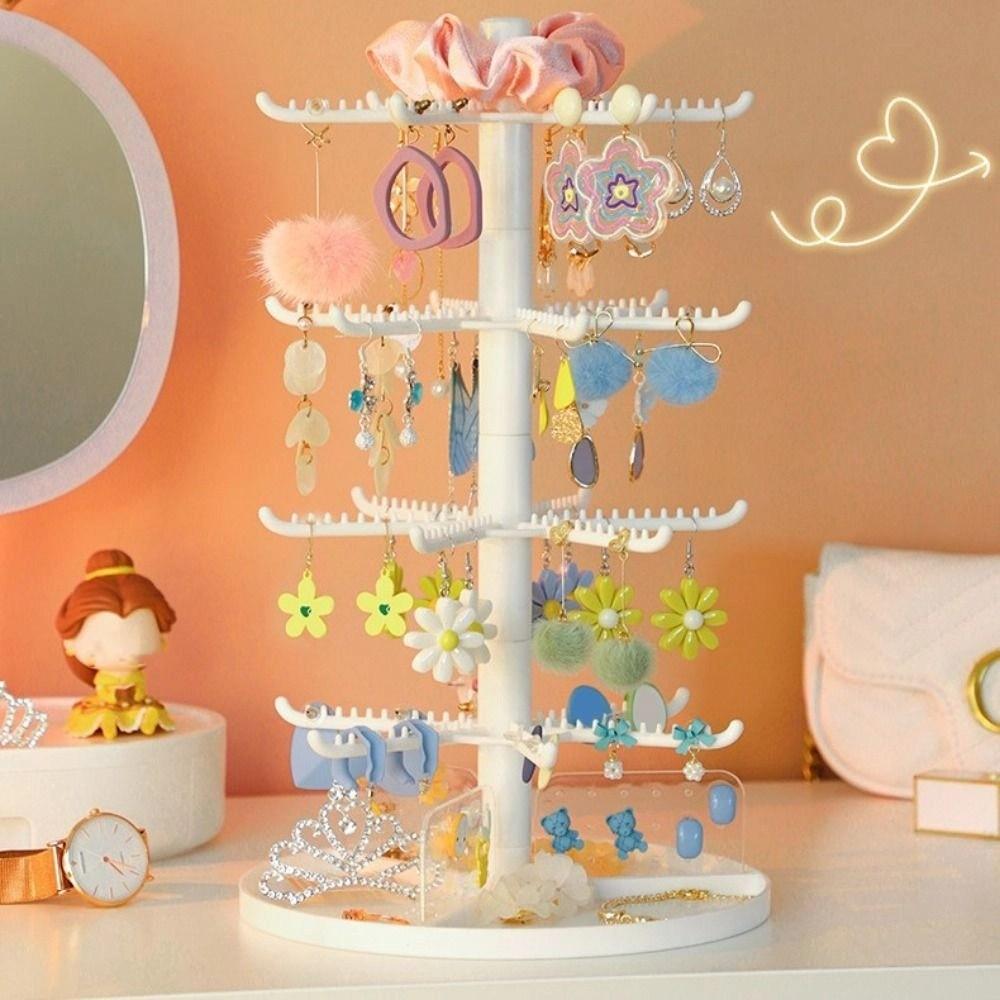 Rings Home Rack Earring Holder Stand Detachable Jewelry Display Rack Rotating Necklace Shelf
