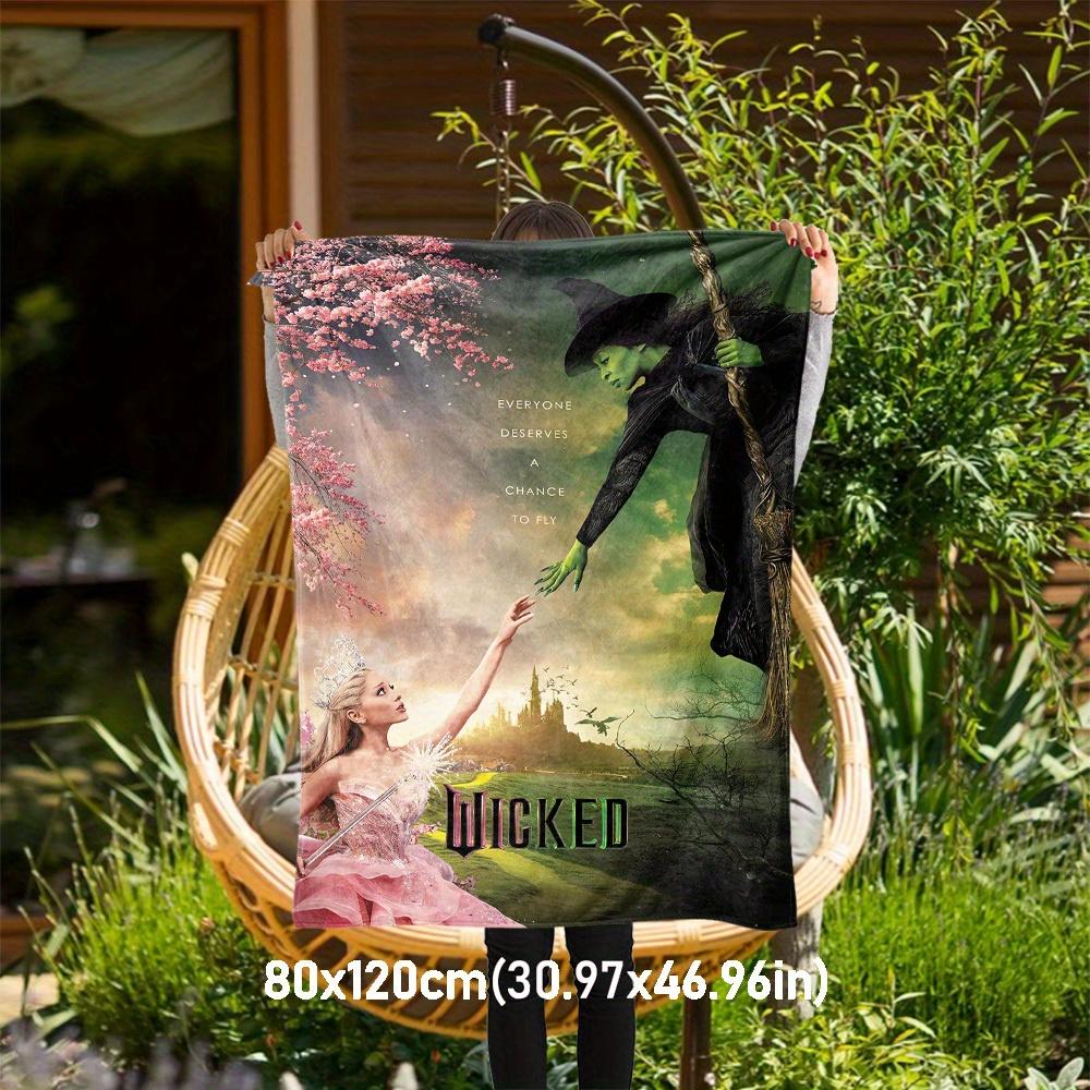 1pc Wicked, Flying Theme Design Flannel Blanket Soft Warm , All-Season Lightweight Throw for Camping Travel Bed, Gift for Christmas, -11