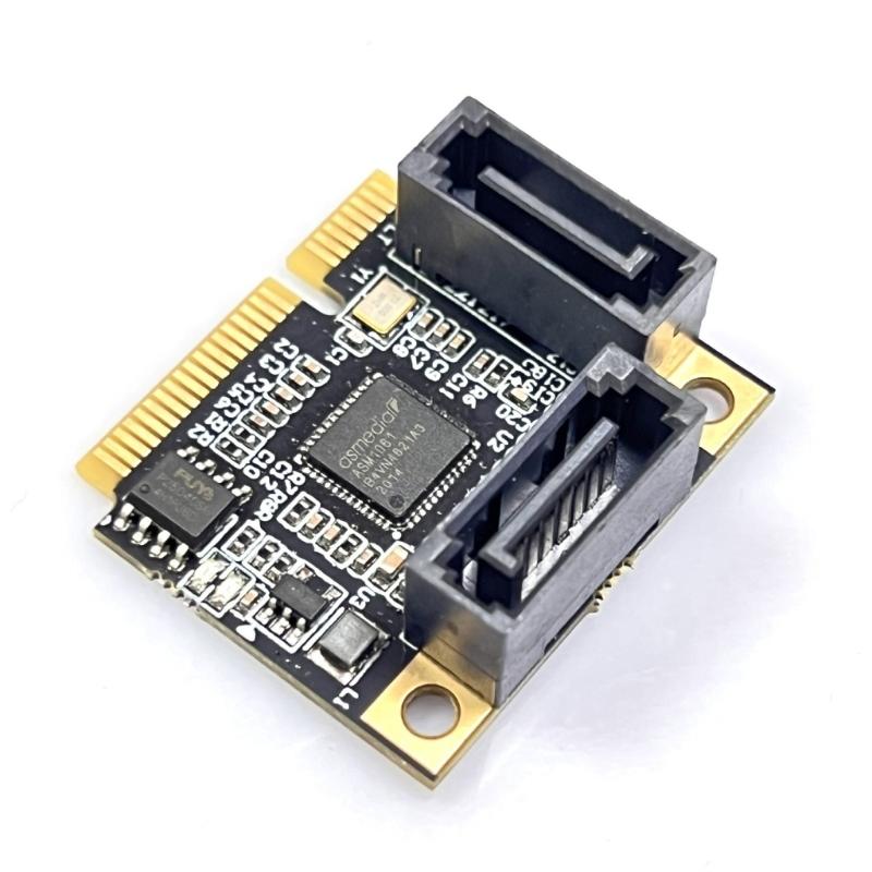 Mini PCIE Adapter to 2 Port SATA3.0 6Gbps Fast Speed Expansion Card ASM1061 Controller for Computer Desktop Accessories