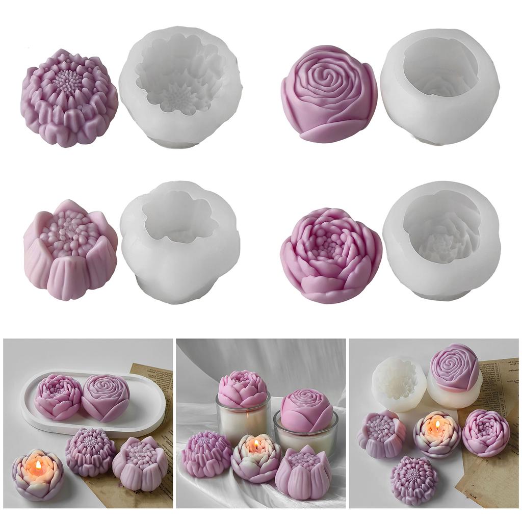 DIY Crafts and Handmade Soap Making Mold Flexible Flower Shape Candle Silicone Molds For DIY Crafts And Home Decoration