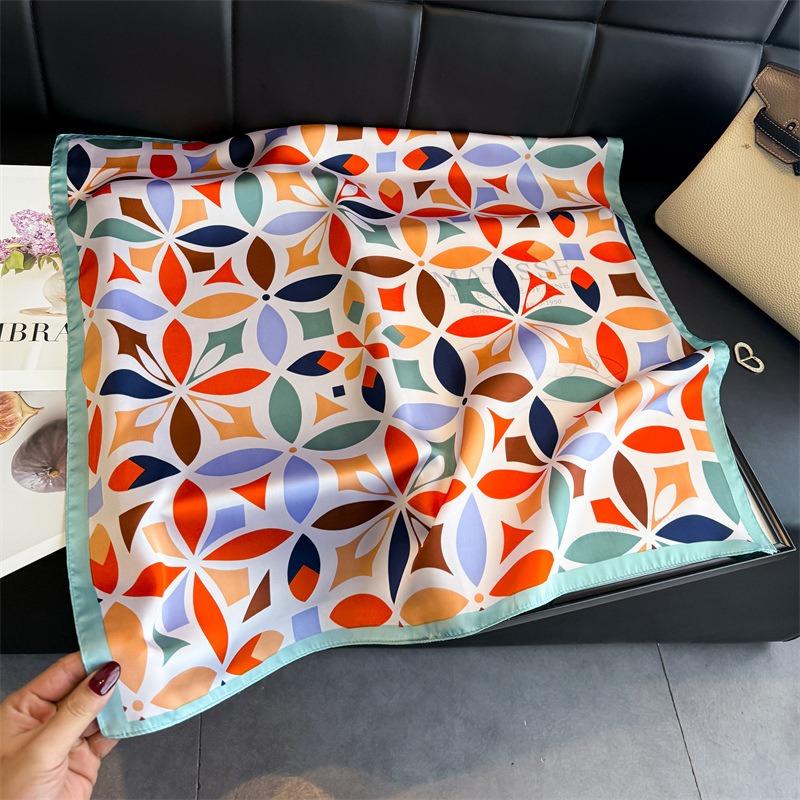 Damen S Geometrisch Bedruckter Seidenähnlicher Quadratischer Schal Für Den Sommer