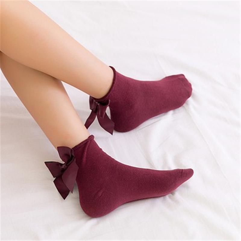 27 Colors Japanese Streetwear Socks Women's Bow Socks Fashion Female Patchwork Candy Color Short Socks Cute Ladies Knot Sokken