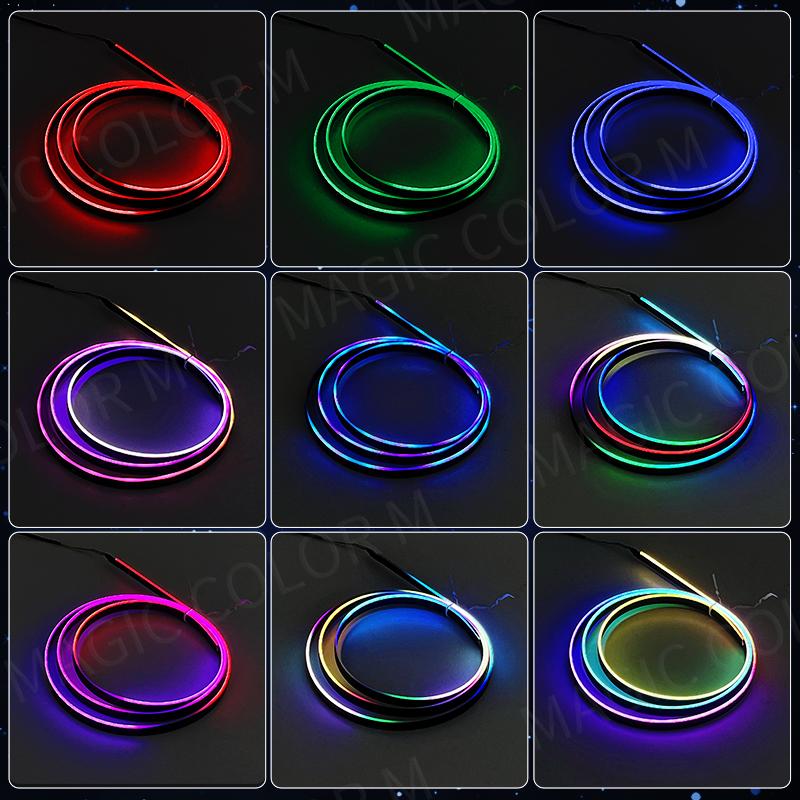 Vgetting 140 /55.1in Symphony LED Car Ambient Lights Universal 6 In 1 RGB Atmosphere Lamp USB APP Remote for Tesla Model 3 Y S X