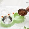 Stainless Steel Pet Bowl Multi Functional Angled  Tilted Pet Bowl for Cat Dog