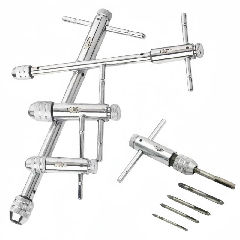 M3-8 M5-12 Adjustable T-Handle Ratchet Hand Tap Holder Wrench Extended Tapping Forward And Reverse Hand Tapping Accessories Tool
