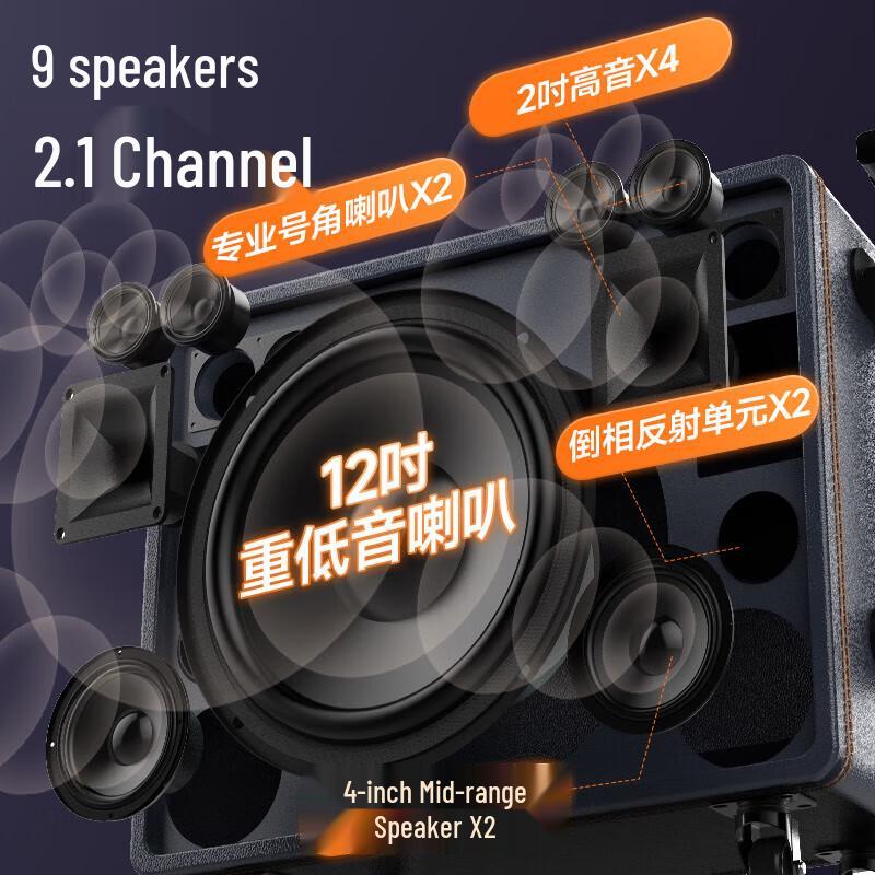 Sansui Outdoor Portable KTV Bluetooth Speaker CN plug (adapter included) (CN version)