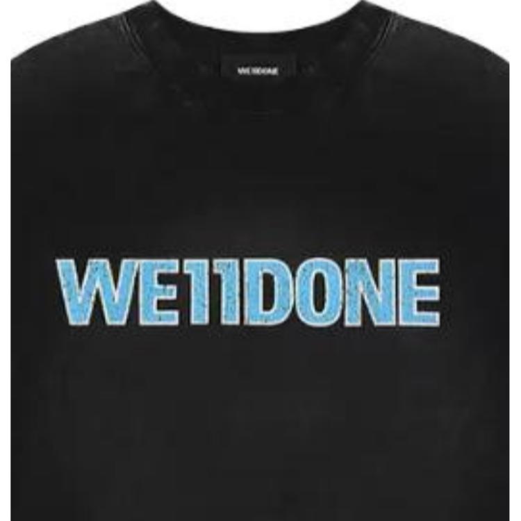 We11done FW23 Solid Color Round Neck Short Sleeve T-Shirt Unisex Tops Black WD-TT3-23-840-U-BK