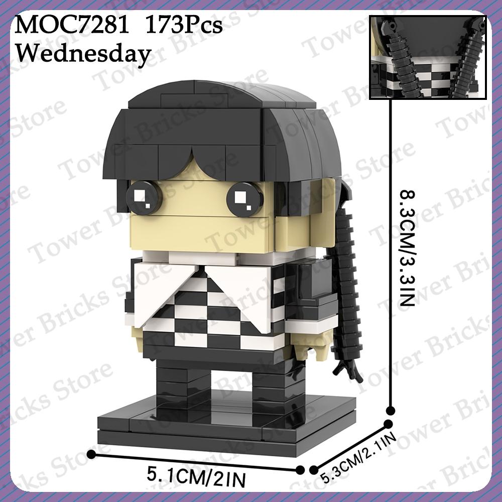 MOOXI Wednesday Thoning Brickheadz MOC Fantasy Figures Building Blocks Set Toys For Children Adult Friends Gift Compatible Brick