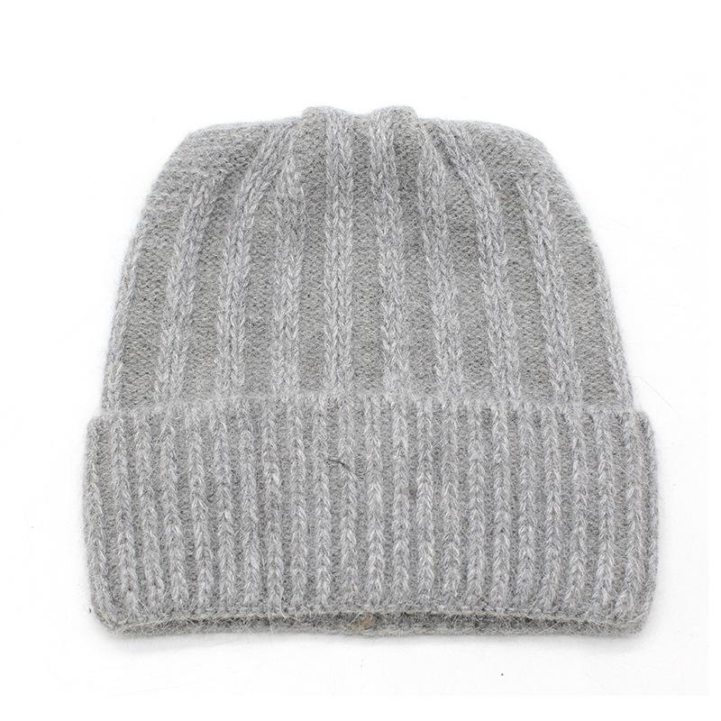 Pure Rabbit Hair Ear Knitted Cold Hat Women S Double-Layer Warm Ear Protection Knitted Hat Japanese Versatile Wool Hat M(56-58cm)