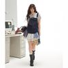 UNIFREE Contrast Denim A-Line Overall Dress