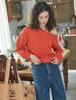FLATWAVE IN SEOUL Kaya Unbalance Off Shoulder Sweatshirt Orange