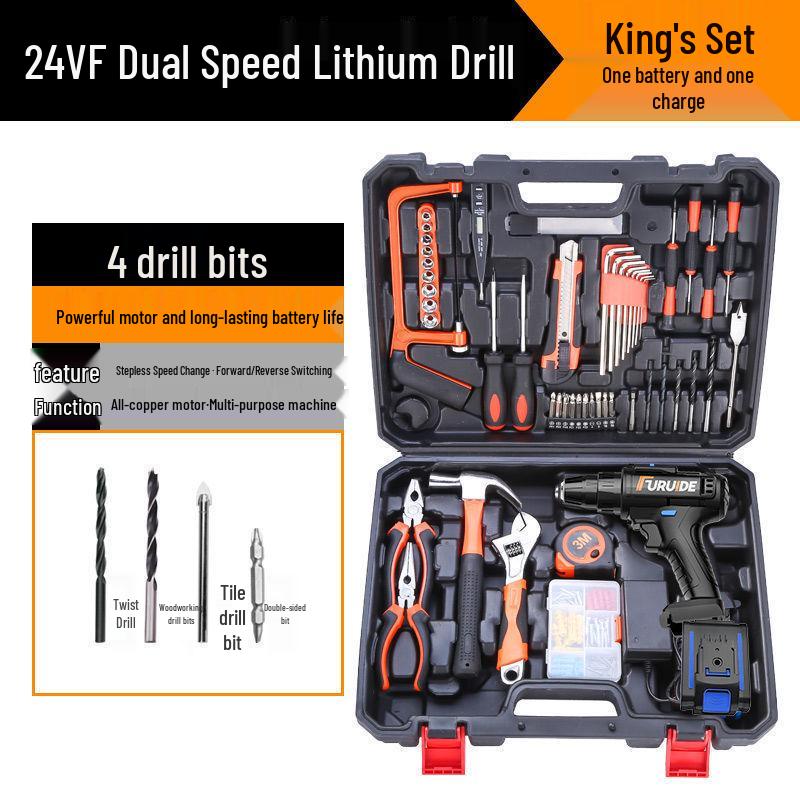 Electric Drill & Multi-Tool Set for Household and Woodworking Repairs.